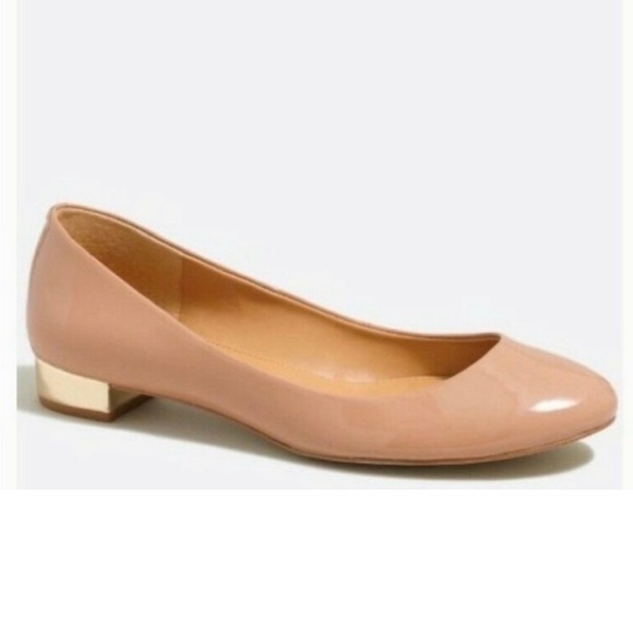 J. Crew | Janey Nude Patent Leather Gold Heeled Ballet Flats - Picture 1 of 9